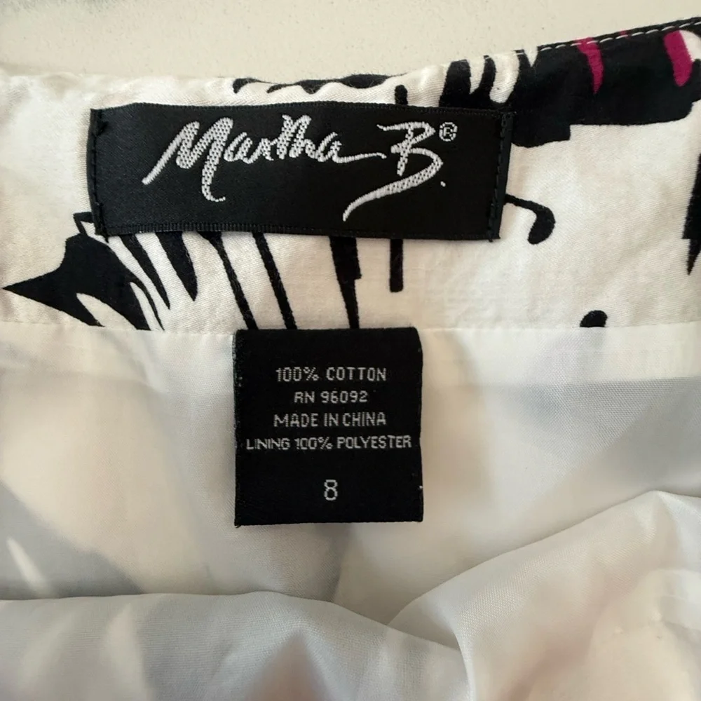 Martha B Floral A-Line Skirt - Black and White size 8